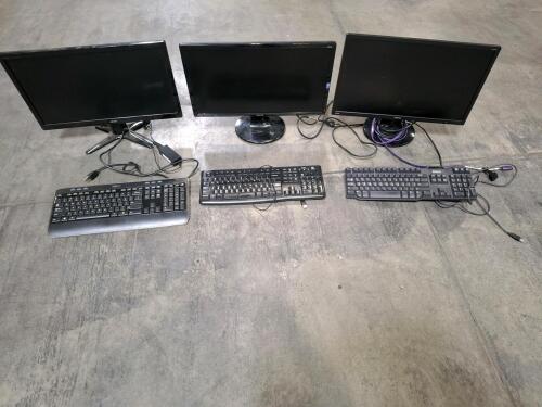 Acer & Dell 22"-24" Monitors Bundle, 1920x1080 LED, 3 Wired Keyboards, Power Cables Included