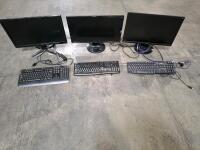 Acer & Dell 22"-24" Monitors Bundle, 1920x1080 LED, 3 Wired Keyboards, Power Cables Included