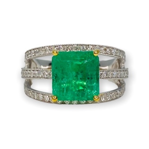 $16,237 Value, 18K GIA Emerald & Diamond Ring