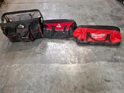 Three Professional Soft-Sided Tool Bags (Husky 18", Husky 14", Milwaukee 20")