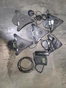 Polycom SoundStation IP 6000 Conference Phones (5) w/ Expansion Mics & VVX IP Desk Phone Bundle