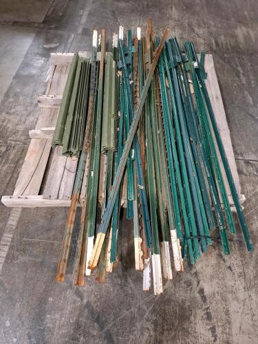 Bulk Lot of ~35 Steel Green T-Posts/U-Posts, 6&ndash;8 ft, Painted, Some Rust/Bent, Fencing Supplies