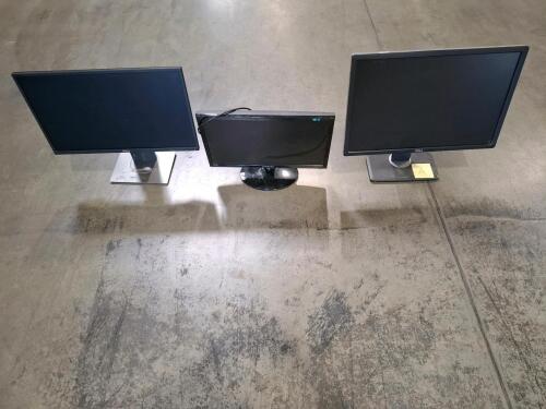 Lot of 3 Monitors - 2 Dell 24" UltraSharp U2412M IPS, 1 Samsung 21.5" LCD with Stands