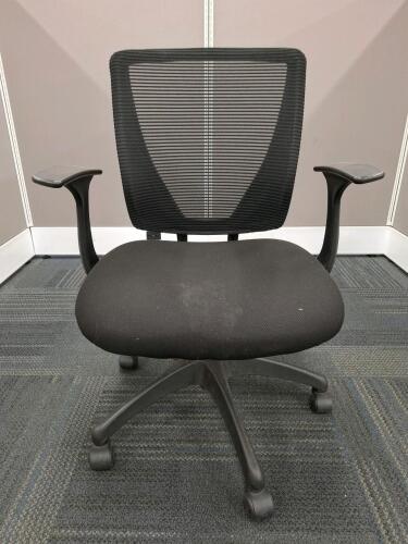 Ergonomic Office Task Chair, Mesh Back, Black, Fixed Armrests, Swivel, Adjustable Height