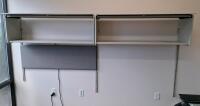 Office Overhead Storage Cabinets with Task Lighting and Fabric Tack Board - 3