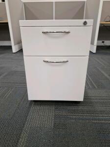 White Metal 2-Drawer Office Filing Cabinet with Lock &ndash; Box and File Drawers