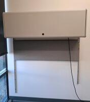 Overhead Office Storage Cabinet with Locking Door, Integrated Task Light, and Tackboard