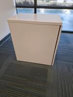 2-Drawer Metal Pedestal Filing Cabinet, Locking, Stationary, Light Gray, 26"x15"x23", File Bars - 3