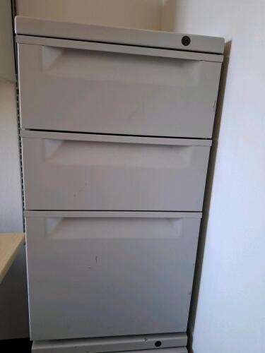 3-Drawer Metal File Cabinet, Lockable, Light Gray, 26"x15"x23"