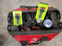 Mixed Lot: 10+ Enercell 12V DC Power Plugs, 10+ 1" Ratchet Straps, Husky Tool Bag, Wiring - 3