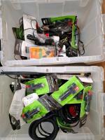 Mixed Lot: 10+ Enercell 12V DC Power Plugs, 10+ 1" Ratchet Straps, Husky Tool Bag, Wiring - 6