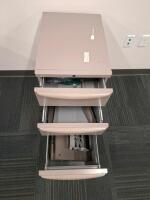 Beige 3-Drawer Metal Pedestal File Cabinet, Locking, 27.75"x15"x20", Office Storage - 2