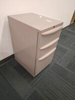 Beige 3-Drawer Metal Pedestal File Cabinet, Locking, 27.75"x15"x20", Office Storage - 3