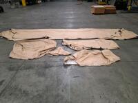 Extreme Covers Heavy Duty Industrial Equipment Cover with Zipper approximately, 20' x 18' Tan, Eyelets, 4 smaller covers various sizes.