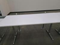 Electric Height Adjustable Desk, 8ft longx3ft deep White Top, Silver Metal Frame, Programmable Controls - 2