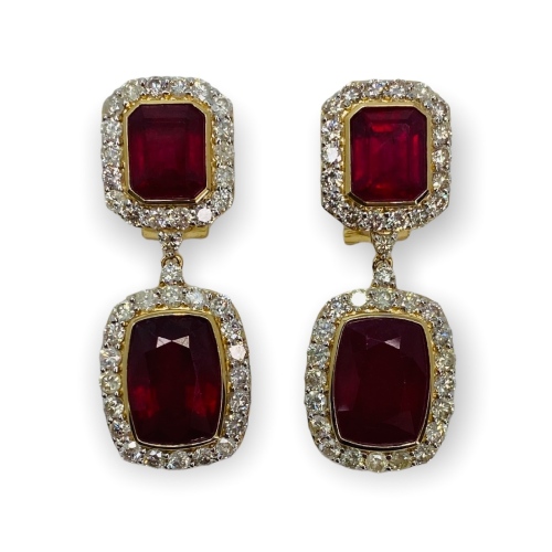 $16,830 Value, 14K Gold Ruby & Diamond Earrings