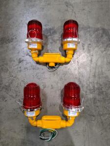 FAA L-810 Double Obstruction Light, ETL, LED, 120-277VAC, Red Lens, Aluminum, Dual Mount