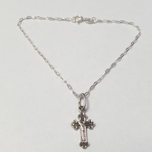 Silver Cross 7" Bracelet