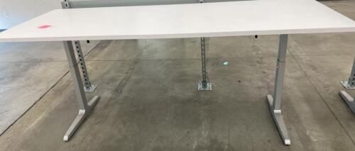 Electric Height-Adjustable Sit-Stand Desk, 8&rsquo;x3&rsquo;, Silver Frame, Missing Control Cables