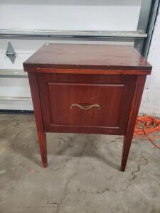 Vintage Mid-Century Sewing Machine Cabinet/Table with Fold-Out Extension and Storage Drawer