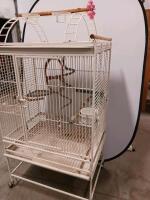 Large White Parrot Cage with Play Top, Rolling Stand, Perches, 32"x23"x63", For Medium/Large Birds - 3