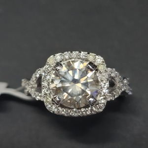 $18715 14K Diamond (2.01Ct,Si1,Yellowish Green) Diamond(0.5ct) Ring