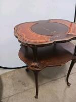 Antique Victorian-Style Two-Tier Side Table with Ornate Design and Cabriole Legs - 4