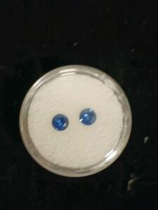 Pair Natural Blue Sapphire Round Cut Gemstones, 1.10 ct Total, Faceted, Loose