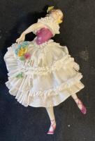Trio of German Lace Porcelain Ballerina Figurines, Hand-Painted, Mid-Century, 4.7" Tall ( SP3 ) - 3