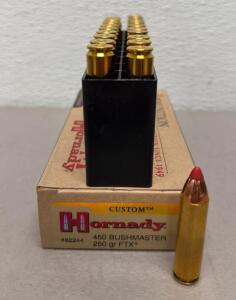 Hornady Custom .450 Bushmaster 250 gr FTX Ammo 20 Rounds, #82244, Brass Case, New in Box