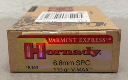 Hornady Varmint Express 6.8mm SPC 110gr V-MAX, 20 Rounds, Box #8346