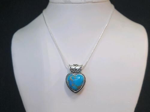 Turquioise Heart-Shaped Necklace w/ 24" Necklace