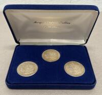 1921 Morgan Silver Dollar Set (3 Coins) w/ American Historic Society COA & Case - 2