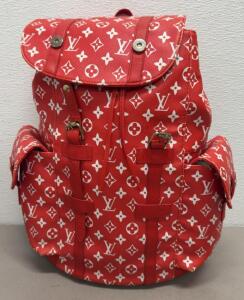 Louis Vuitton Red Monogram Christopher PM Style Backpack, Gold Hardware, Adjustable Straps (Unable To Authenticate)
