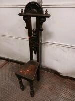 Antique Gothic Revival Hall Chair with Ornate Carvings and Turned Finials - 2