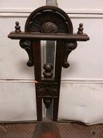 Antique Gothic Revival Hall Chair with Ornate Carvings and Turned Finials - 4