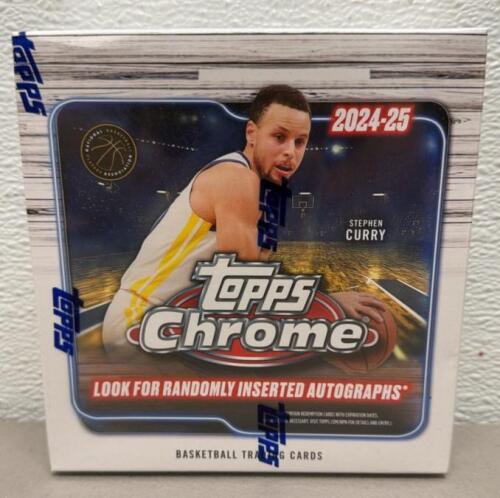 2024-25 Topps Chrome Basketball Mega Box - 42 Cards, 10 Blue Refractors, Stephen Curry Cover