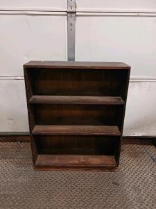 Rustic Wood 3-Shelf Bookcase, Fixed Shelves, 36x30x11 in, Dark Brown Finish