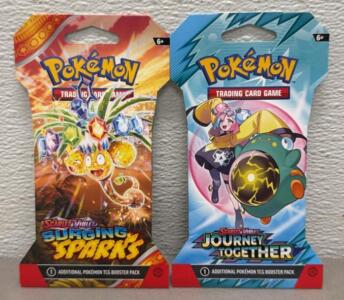Pok&eacute;mon TCG Scarlet & Violet Journey Together & Surging Sparks Booster Packs, Sealed, English, 2024&ndash;2025