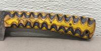 Custom Damascus Steel Fixed-Blade Knife with Carved Wooden Handle, Approx. 8" Blade - 2