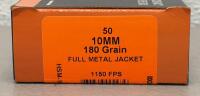 HSM 10mm Auto 180 Grain FMJ - Brass Case, 50 Rounds, 1150 FPS, Made in Montana - 2