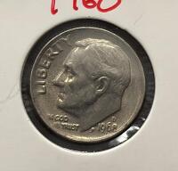 1940 Mercury Dime 90% Silver & 1968-D Roosevelt Dime Collectible U.S. 10c Coins Lot - 5