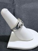 Sterling Silver Lion Motif Ring 925 Stamped, Sculpted Openwork Band, Antique Finish - 2
