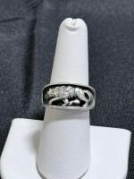 Sterling Silver Lion Motif Ring 925 Stamped, Sculpted Openwork Band, Antique Finish - 5