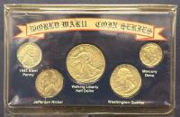 WWII Coin Series Set: 1943 Steel Penny, Jefferson Nickel, Walking Liberty Half, Washington Quarter, 1944 Mercury Dime