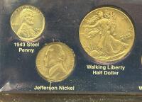 WWII Coin Series Set: 1943 Steel Penny, Jefferson Nickel, Walking Liberty Half, Washington Quarter, 1944 Mercury Dime - 2