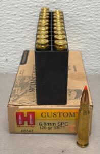 Hornady Custom 6.8mm SPC 120gr SST Ammunition, Box of 20, Brass Case, Lot 3151386