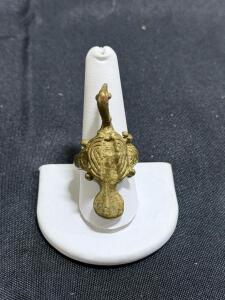 Antique Brass Ring with Ornate Bird Figure, Likely Late 19th to Early 20th Century