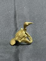 Antique Brass Ring with Ornate Bird Figure, Likely Late 19th to Early 20th Century - 4