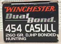 Winchester .454 Casull 260gr DJHP Dual Bond Hunting Ammo, Nickel-Plated, 20 Rounds, Supreme Elite - 3